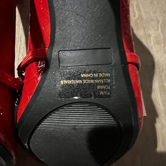 Juicy Couture Womens Red Croco JC-Tommi Boots With Gold Chain Detail & Logo 7.5 - Picture 9 of 11